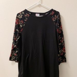 XL Black Lularoe Randy with Floral Sleeves